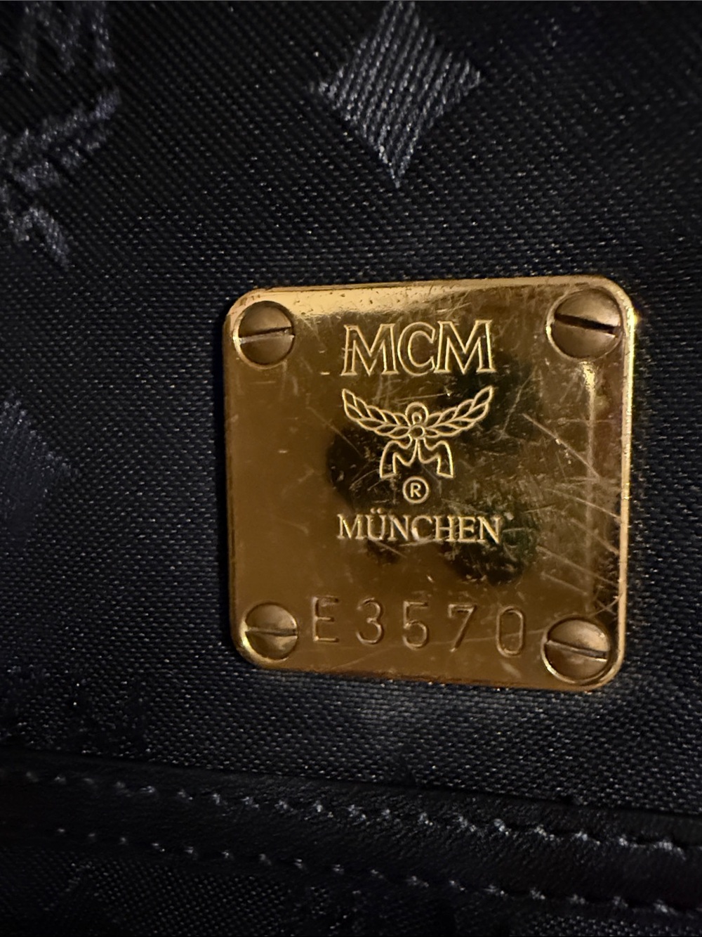 MCM Black Monogram Chain Shoulder Bag Clutch with Gold Plate - Picture 2 of 12